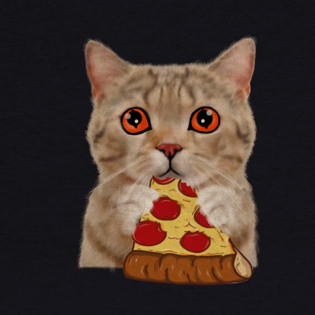 Cute Cat Eating Pizza by dukito